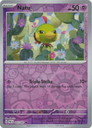 Pokemon Trading Card Game - Natu - 025/091 - Common Reverse Holo Paldean Fates