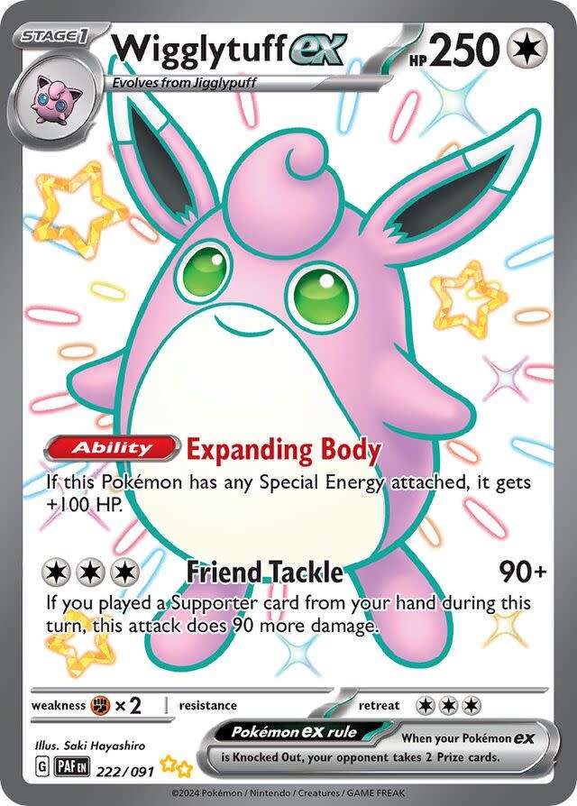 Pokemon Trading Card Game - Wigglytuff ex - 222/091 - Shiny Ultra Rare Paldean Fates
