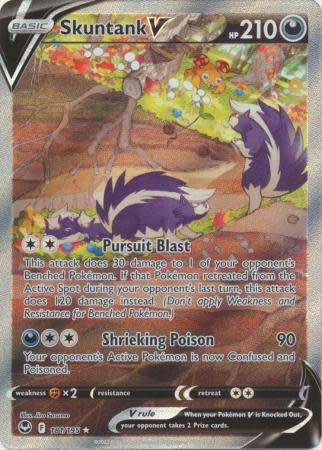 Pokemon Trading Card Game - Skuntank V - 181/195 - Alternate Art Ultra Rare Sword & Shield: Silver T