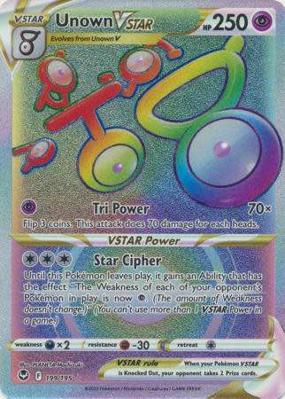 Pokemon Trading Card Game - Unown VSTAR - 199/195 - Hyper Rare Sword & Shield: Silver Tempest