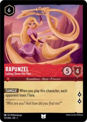 Disney Lorcana Trading Card Game - Rapunzel - Letting Down Her Hair - 121/204 - Uncommon The First C