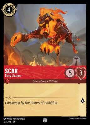Disney Lorcana Trading Card Game - Scar - Fiery Usurper - 122/204 - Common The First Chapter