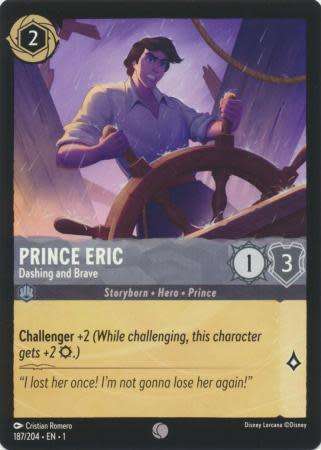 Disney Lorcana Trading Card Game - Prince Eric - Dashing and Brave - 187/204 - Common The First Chap