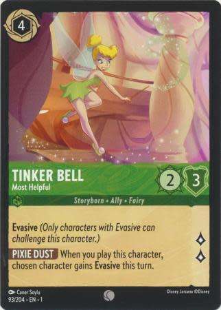 Disney Lorcana Trading Card Game - Tinker Bell - Most Helpful - 93/204 - Common The First Chapter