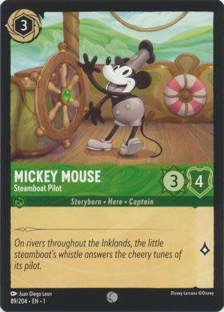 Disney Lorcana Trading Card Game - Mickey Mouse - Steamboat Pilot - 89/204 - Common The First Chapte