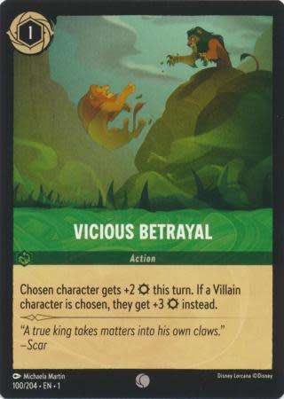 Disney Lorcana Trading Card Game - Vicious Betrayal - 100/204 - Common The First Chapter