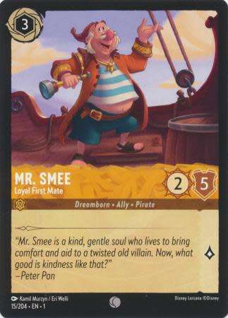Disney Lorcana Trading Card Game - Mr. Smee - Loyal First Mate - 15/204 - Common The First Chapter