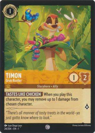 Disney Lorcana Trading Card Game - Timon - Grub Rustler - 24/204 - Common The First Chapter