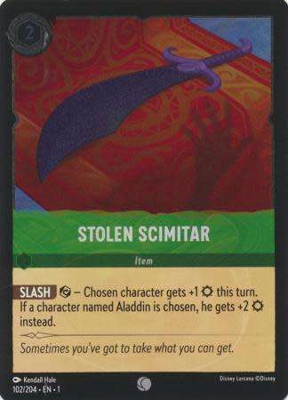 Disney Lorcana Trading Card Game - Stolen Scimitar - 102/204 - Common Cold Foil The First Chapter