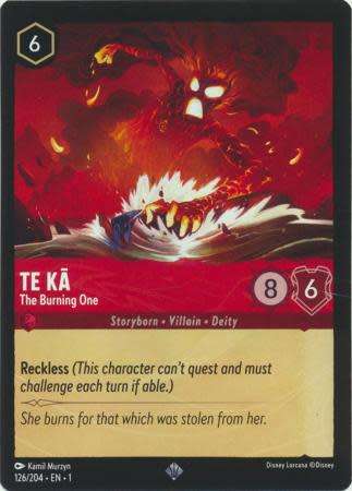 Disney Lorcana Trading Card Game - Te Ka - The Burning One - 126/204 - Super Rare The First Chapter