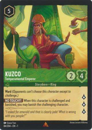 Disney Lorcana Trading Card Game - Kuzco - Temperamental Emperor - 84/204 - Rare The First Chapter