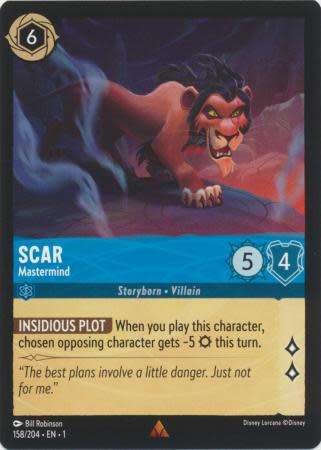 Disney Lorcana Trading Card Game - Scar - Mastermind - 158/204 - Rare The First Chapter