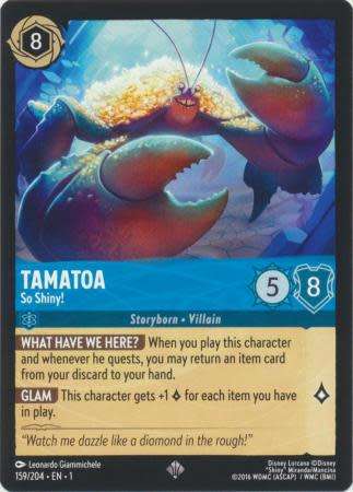 Disney Lorcana Trading Card Game - Tamatoa - So Shiny! - 159/204 - Super Rare The First Chapter