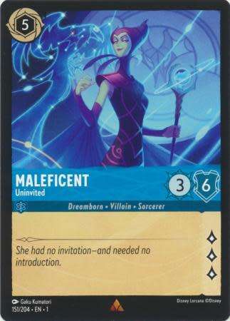 Disney Lorcana Trading Card Game - Maleficent - Uninvited - 151/204 - Rare The First Chapter