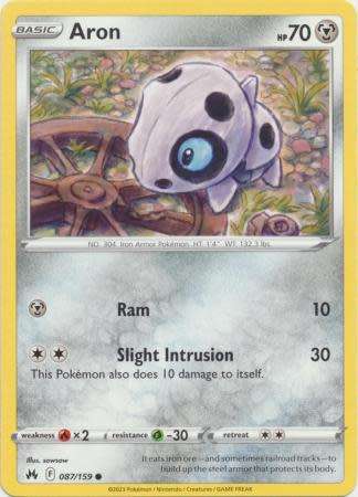 Pokemon Trading Card Game - Aron - 087/159 - Common Crown Zenith