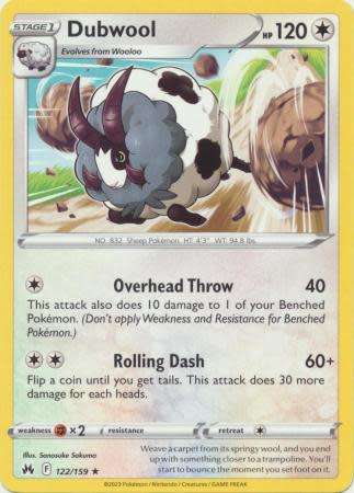 Pokemon Trading Card Game - Dubwool - 122/159 - Rare Crown Zenith