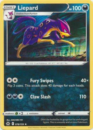 Pokemon Trading Card Game - Liepard - 078/159 - Rare Crown Zenith