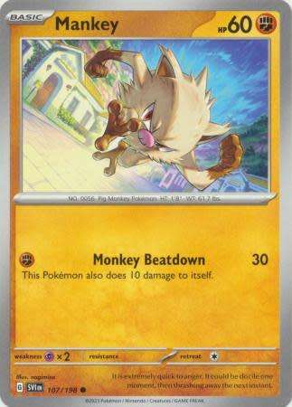 Pokemon Trading Card Game - Mankey - 107/198 - Common Scarlet & Violet (Base Set)