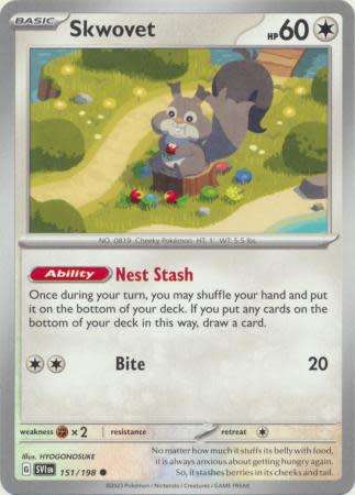 Pokemon Trading Card Game - Skwovet - 151/198 - Common Scarlet & Violet (Base Set)