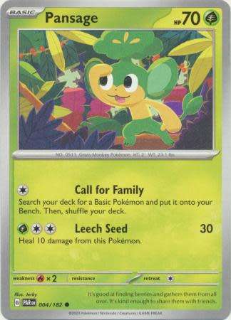Pokemon Trading Card Game - Pansage - 004/182 - Common Scarlet & Violet: Paradox Rift