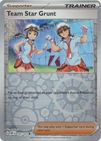 Pokemon Trading Card Game - Team Star Grunt - 195/197 - Uncommon Reverse Holo Scarlet & Violet: Obsi
