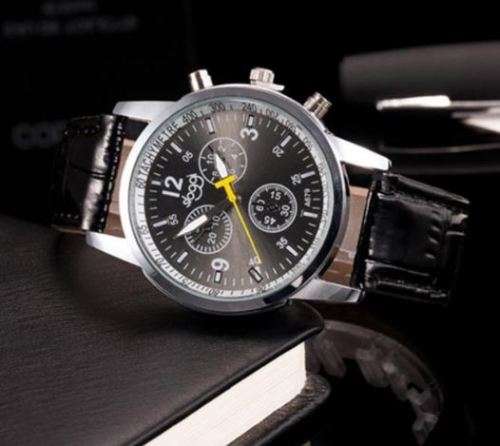 Charming 1 PC New Concise Fashion Luxury Stylish Crocodile Faux Leather Mens Analog Watch Wrist Watc