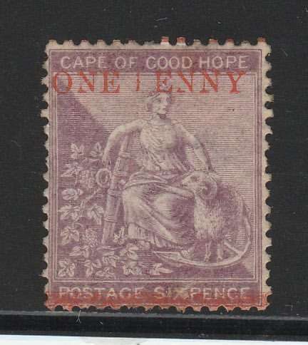 CAPE OF GOOD HOPE-C/V R5700-1D SURCHARGED ON 6D LILAC-MM-SEE SCANS