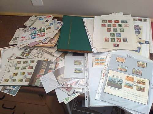 CLEARANCE LOT-RHODESIA STOCKBOOK,CARDS,LOOSE PAGES,FDC-RSA,GERMANY,SWA,ITALY-MIXED,READ DESCRIPTION