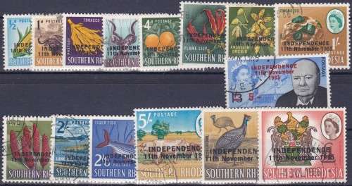 RHODESIA - 1966 QE2 INDEPENDENCE SET TO 1 POUND, INCLUDING SCARCE 5/ SURCHARGE, FINE USED - CV:R600!
