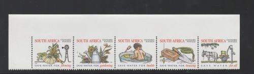 RSA-1997 SAVE WATER-TOP MARGINAL STRIP,IMPERF TOP MARGIN-FROM UNCUT BOOKLET SHEET-UM