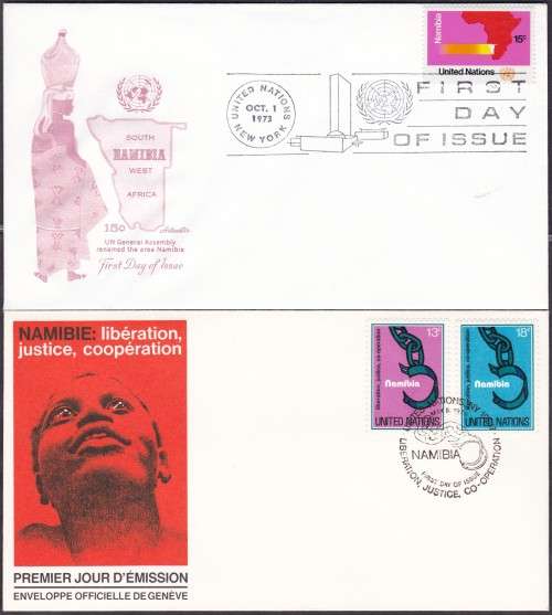 SWA/NAMIBIA - 2 X SCARCE UNITED NATIONS FDC'S - RENAMING OF NAMIBIA BY U.N. GENERAL ASSEMBLY!!!!!