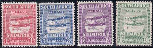 UNION SA - 1925 1ST AIRMAILS, SET OF 4 SINGLES TO 9D - FINE M/M (LARGE HINGES)!!!!!