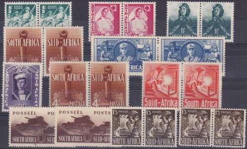 UNION SA - LARGE WAR EFFORT, ASSORTED UNITS TO 1/3 SHILLING SIGNALLER ON CARD - ALL FINE M/M!!!!!