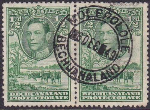 BECHUANALAND - KGVI, 1/2D PAIR MOLEPOLOLE CDS - CLEAR STRIKE!!!!!