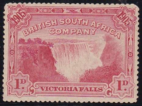 BSAC RHODESIA - LARGE VICTORIA FALLS, 1D RED SINGLE (PERF 14&1/2-15), FINE M/M - CV:R260!!!!!