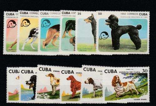 THEMATICS-DOGS,CUBA AND VIETNAM-3 assorted sets ON 2 STOCK CARDS-FINE UM