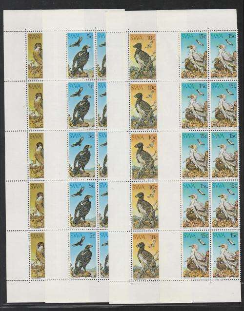 SWA-1975 RARE PROTECTED BIRDS OF PREY-FULL SET OF 4 MARGINAL BLOCKS OF 10-HUGE CV-SUPERB UM