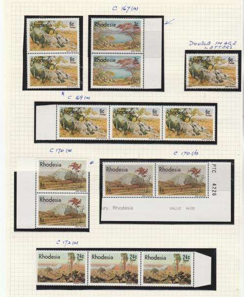 RHODESIA-ARTISTS,VARIOUS MINOR VARIETIES AS INDICATED ,UM ,USED-FINE