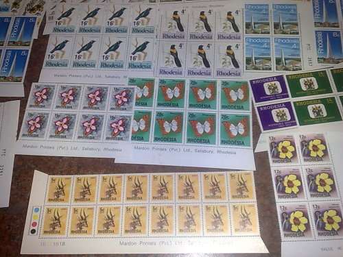 RHODESIA-ASSORTED EXCESS CONTROLS,IMPRINTS,SHEET NO BLOCKS-36 IN TOTAL-GOOD VALUE,UM FINE