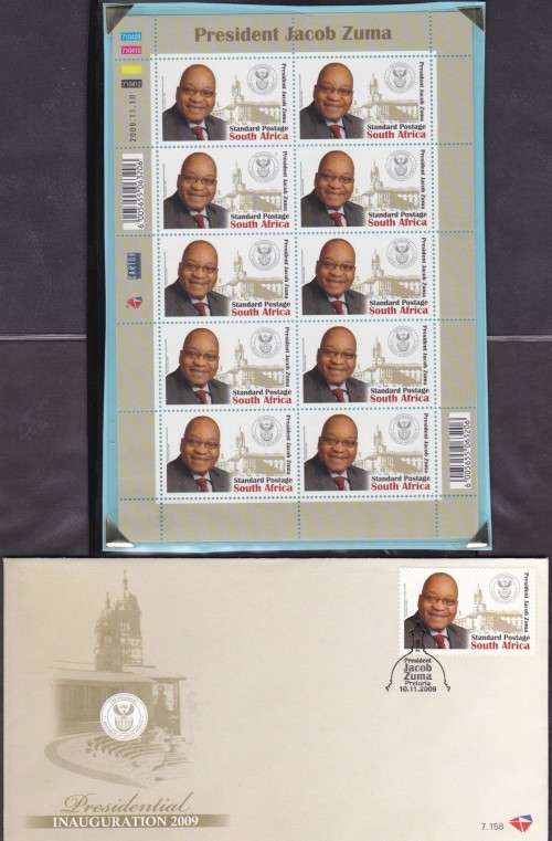 RSA - 2009 PRESIDENTIAL INAUGURATION:JACOB ZUMA, FDC 7.158 WITH U/M FULL SHEET - CLEAN!!!!!