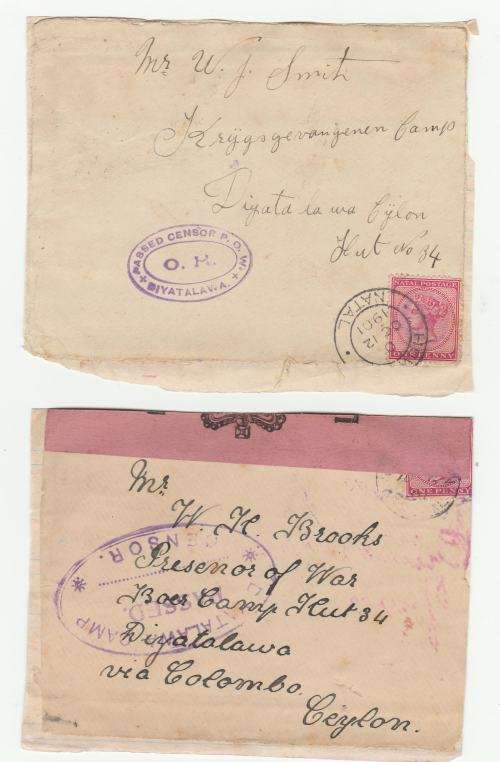 BOER WAR-4 COVER FRONTS,STUCK BACK TO BACK-VRI 1D STAMPS USED-SEE SCANS