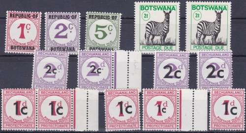 BECHUANALAND & BOTSWANA - NICE ASSORTMENT OF SINGLES & 1 PAIR OF POSTAGE DUES - ALL FINE U/M!!!!!