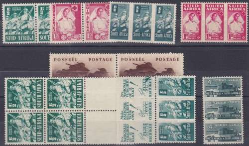 UNION SA - WAR EFFORT, NICE ASSORTMENT OF PAIRS & STRIPS, MOSTLY M/M & SOME U/M - ALL FINE!!!!!