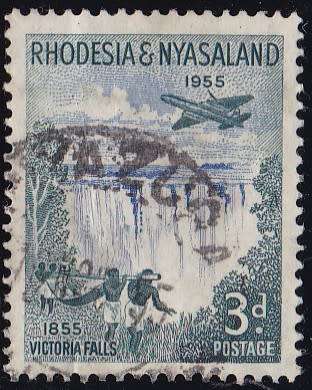 RHODESIA & NYASALAND - 3D SINGLE STAMP, VARIETY=CANNON FLAW - FINE USED!!!!!