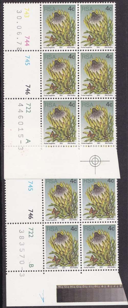 RSA - 3RD DEF ISSUE:PROTEAS, 4c CONTROLS A+B 30/01/78 SCARCER DATE - FINE U/M!!!!!