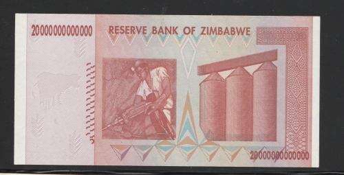 ZIMBABWE-20 000 000 000 000-TWENTY TRILLION DOLLAR BANKNOTE-SUPERB CRISP UNCIRCULATED