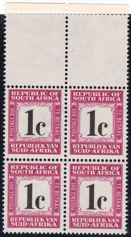 RSA - 1962 POSTAGE DUE, 1c BLOCK OF 4 - FINE U/M!!!!!