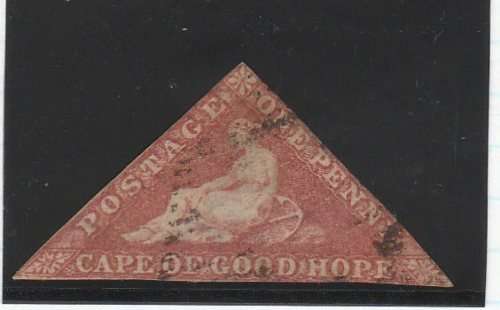CAPE OF GOOD HOPE TRIANGLE-1D DEEP ROSE RED-FAIR STAMP-MARGINS AS PER SCAN
