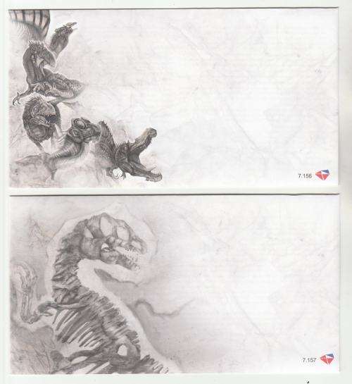 RSA-DINOSAURS 3D-SET OF 2 UNSERVICED FDC 7.156 AND 7.157-FINE