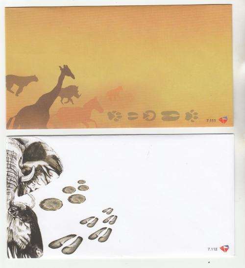 RSA-ANIMAL TRACKS-SET OF 2 UNSERVICED FDC 7.111 AND 7.112-FINE AND CLEAN